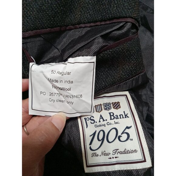 JoS. A BANK Mens BLAZER WOOL 50S BLACK BROWN Preowned Coat Jacket Sport ? Used - Picture 2 of 13